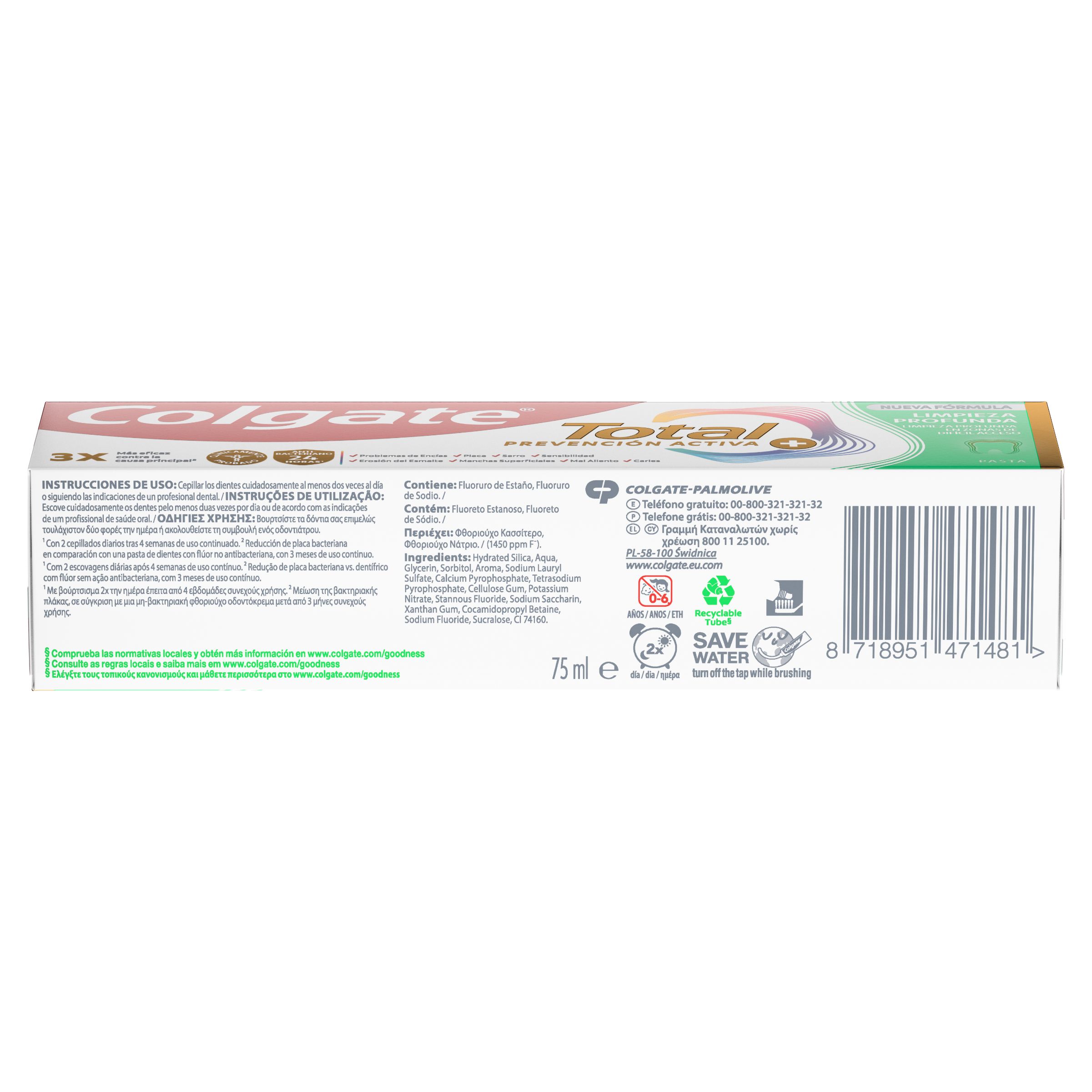 Total Active Prevention dziļi attīroša zobu pasta Zobu pastas un zobu pastas