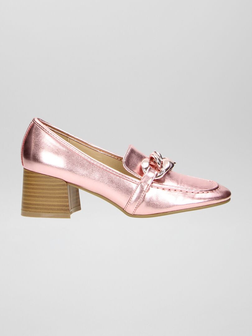 Mocassins met hak - BEIGE