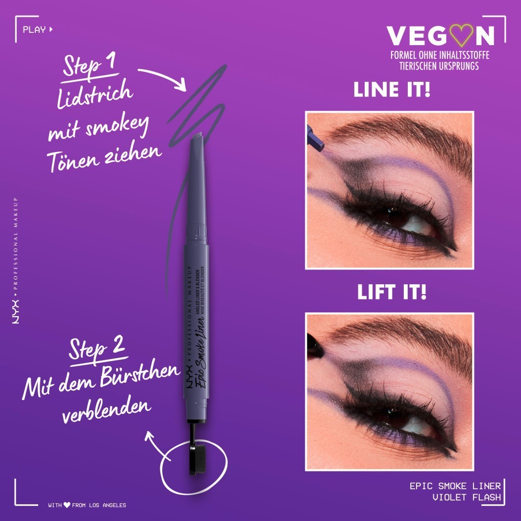 NYX Professional Makeup Eyeliner Epic Smoke Liner, kampuotas akių kontūro pieštukas ir blenderis – 0,2 g