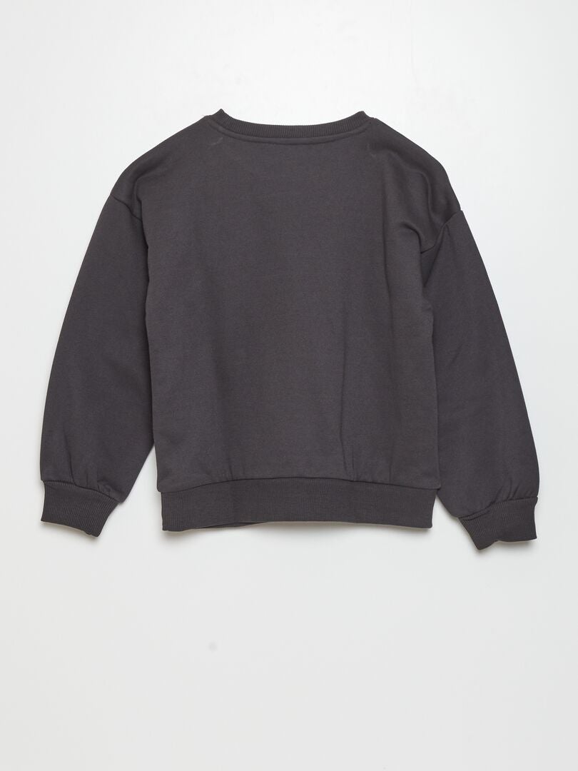 Pluche bedrukte fleece trui - ZWART