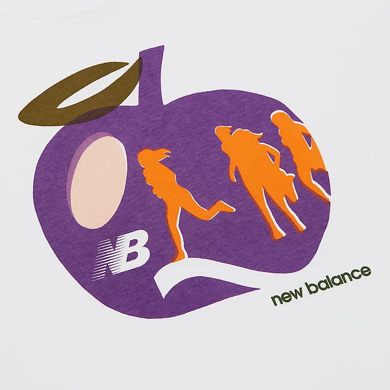 Heren T-shirt met appelprint, gemaakt in de VS - WIT