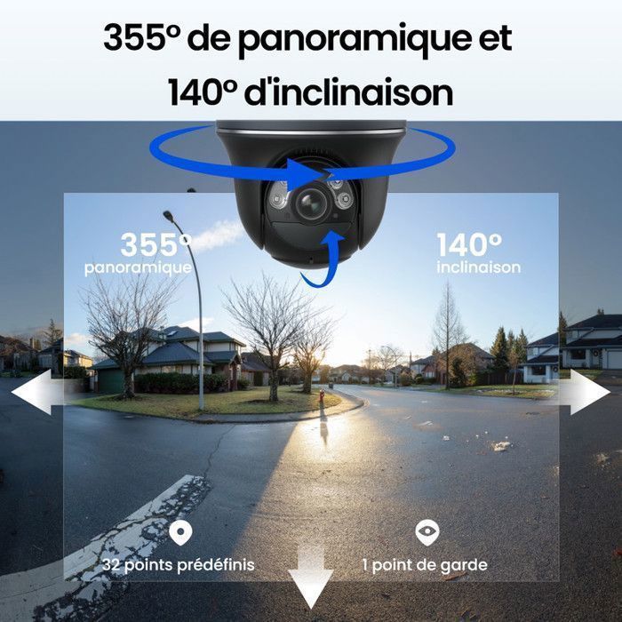 Reolink Argus Black bewakingscamera met zonnepaneel, 4K 8MP draadloze pan- en tiltcamera met schijnwerpers