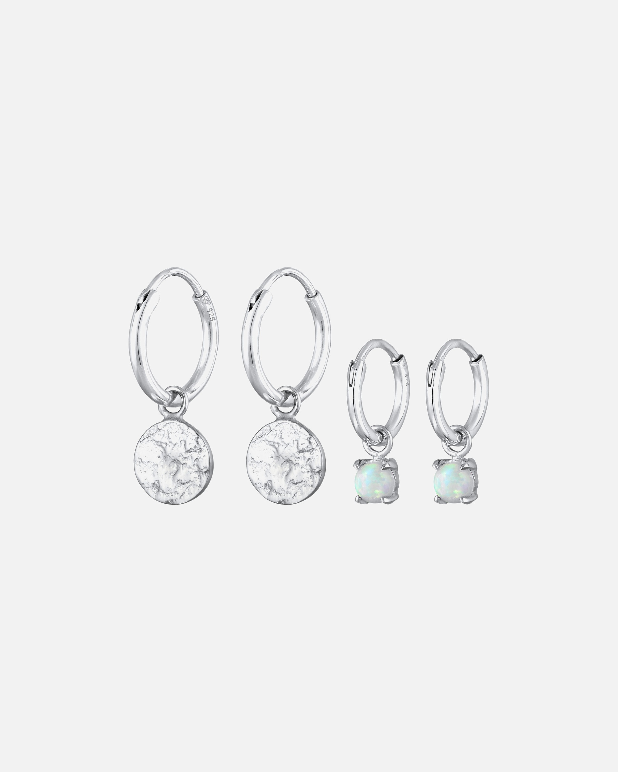 Elli Femmes créoles plaquettes set de 2 avec opale en argent sterling 925