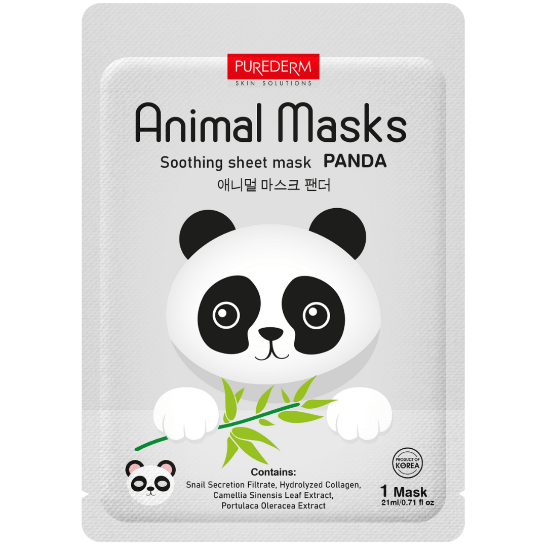 Purederm beroligende ansigtsmaske 1 stk. dyremasker