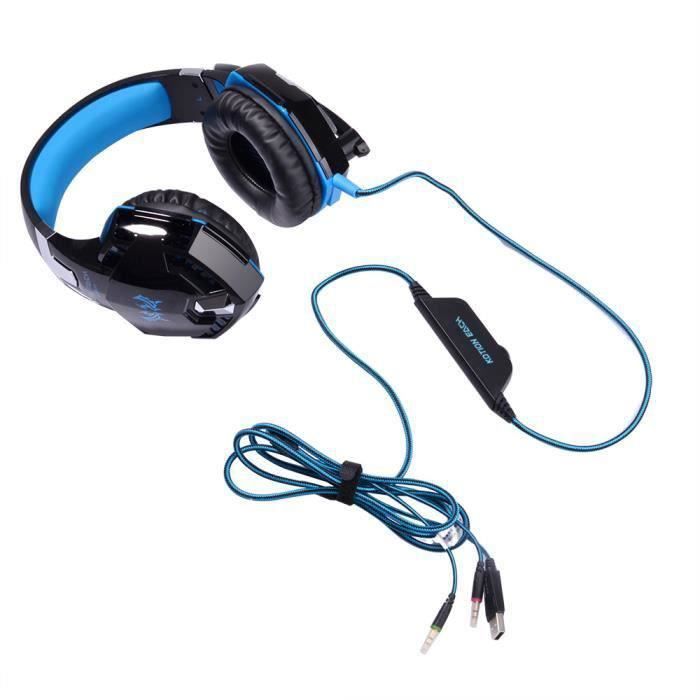 Casque Gaming G2000 FUIENKO - Micro-casque Gamer avec Audio Stéréo Basse Profonde - Réducteur de Bruit - Noir et Bleu