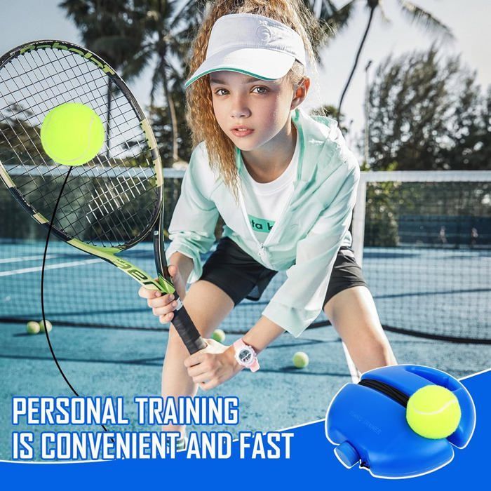 Entraîneur de Tennis avec 2 Balle de Tennis, Kit D'entraînement de Tennis, Tennis Trainer, Appareil de Sport innovant, Bleu