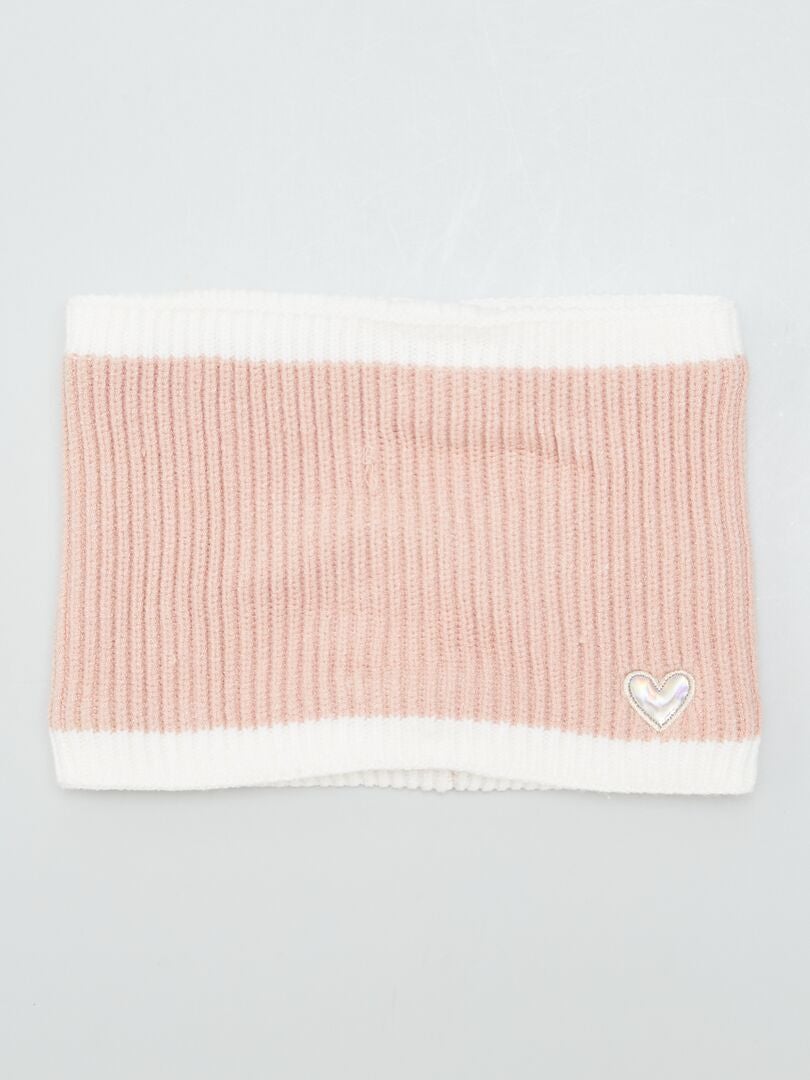 Lenço de argolas bicolor com coração iridescente - ROSA