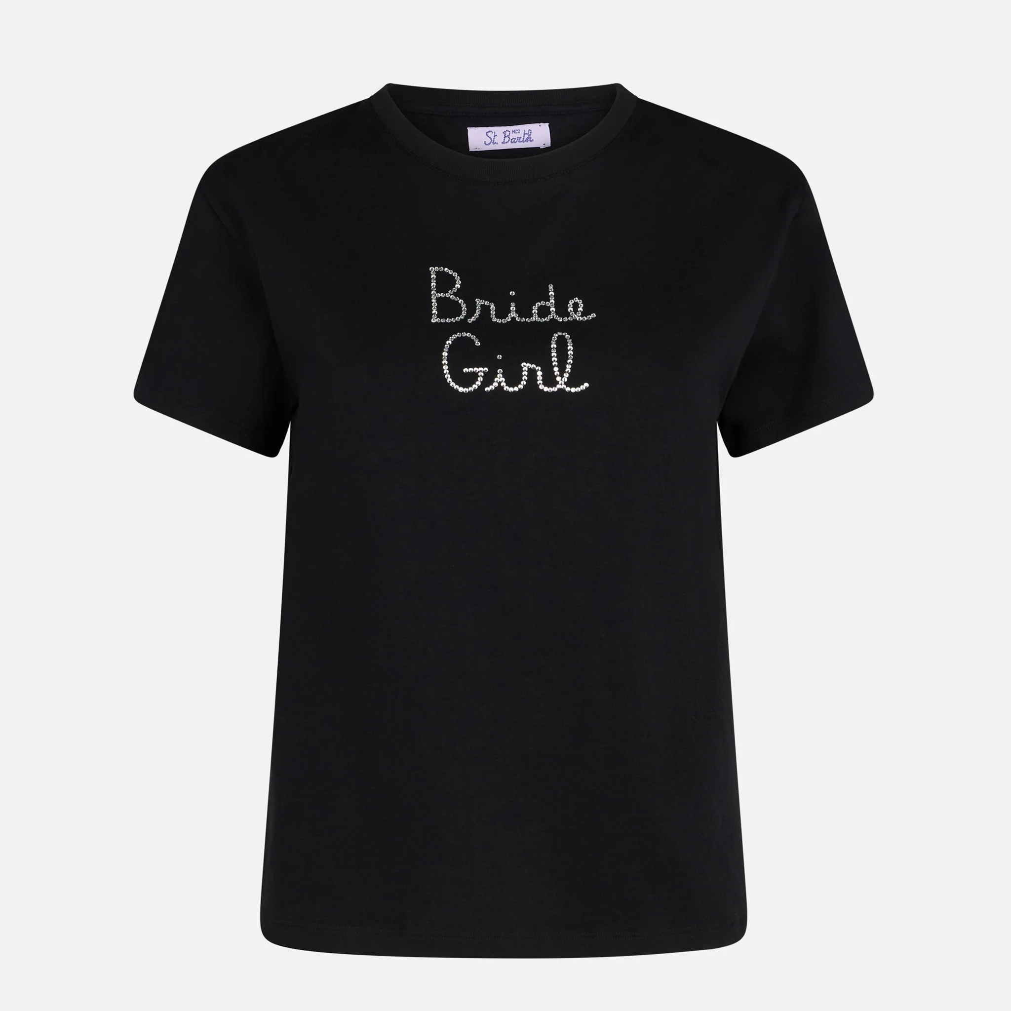 Dames katoenen T-shirt met strass-borduurwerk, bruidsmeisje