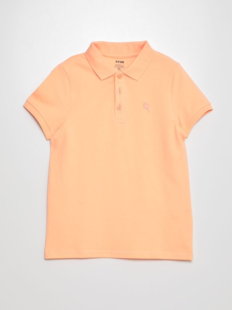 Poloshirt van katoenpiqué - ORANJE