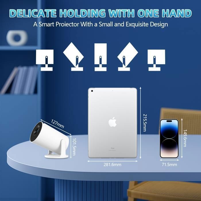 Mini proiettore portatile 4K, WiFi 6 BT 5.4 Videoproiettore, Android 11, supporto Full HD 1080P, Home Cinema
