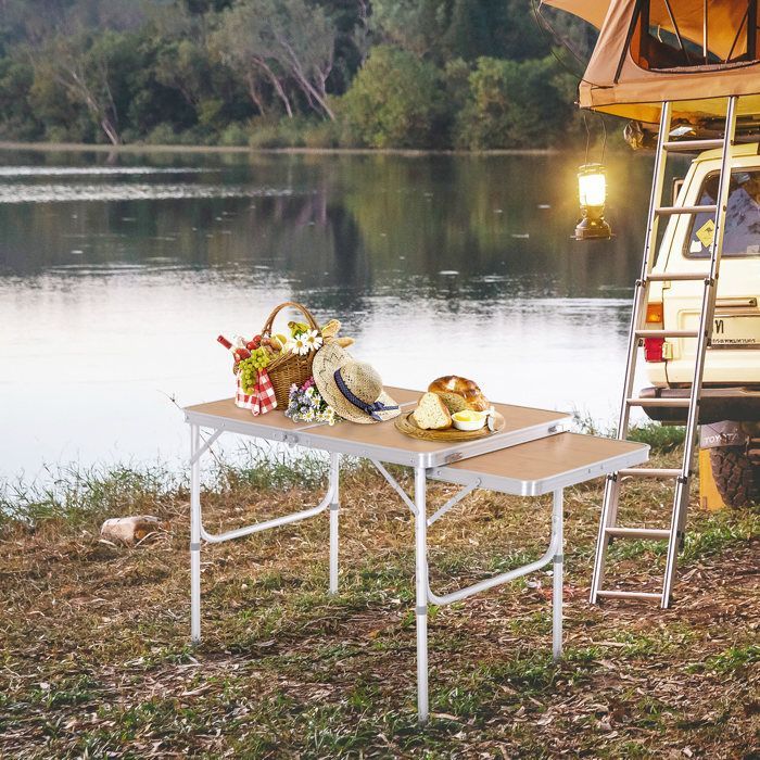 Outsunny - foldable table - Aluminum - 90x60x70cm - Beige