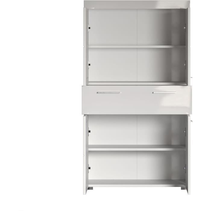 Mobile da bagno a doppia colonna - 4 ante + 1 cassetto - L73 x P31 x H130 cm - Bianco - AMANDA