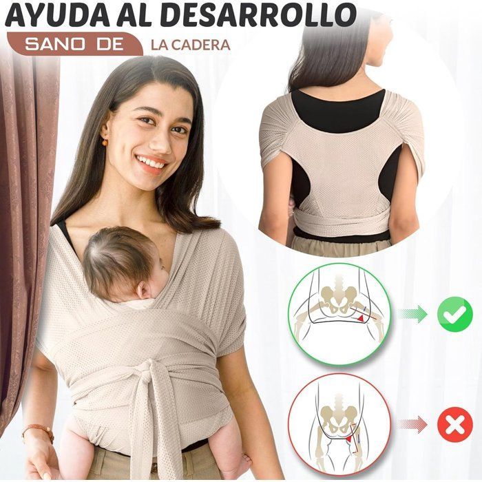 Portabebés tipo fular suave - Transpirable y elástico - Fácil de usar y ajustar
