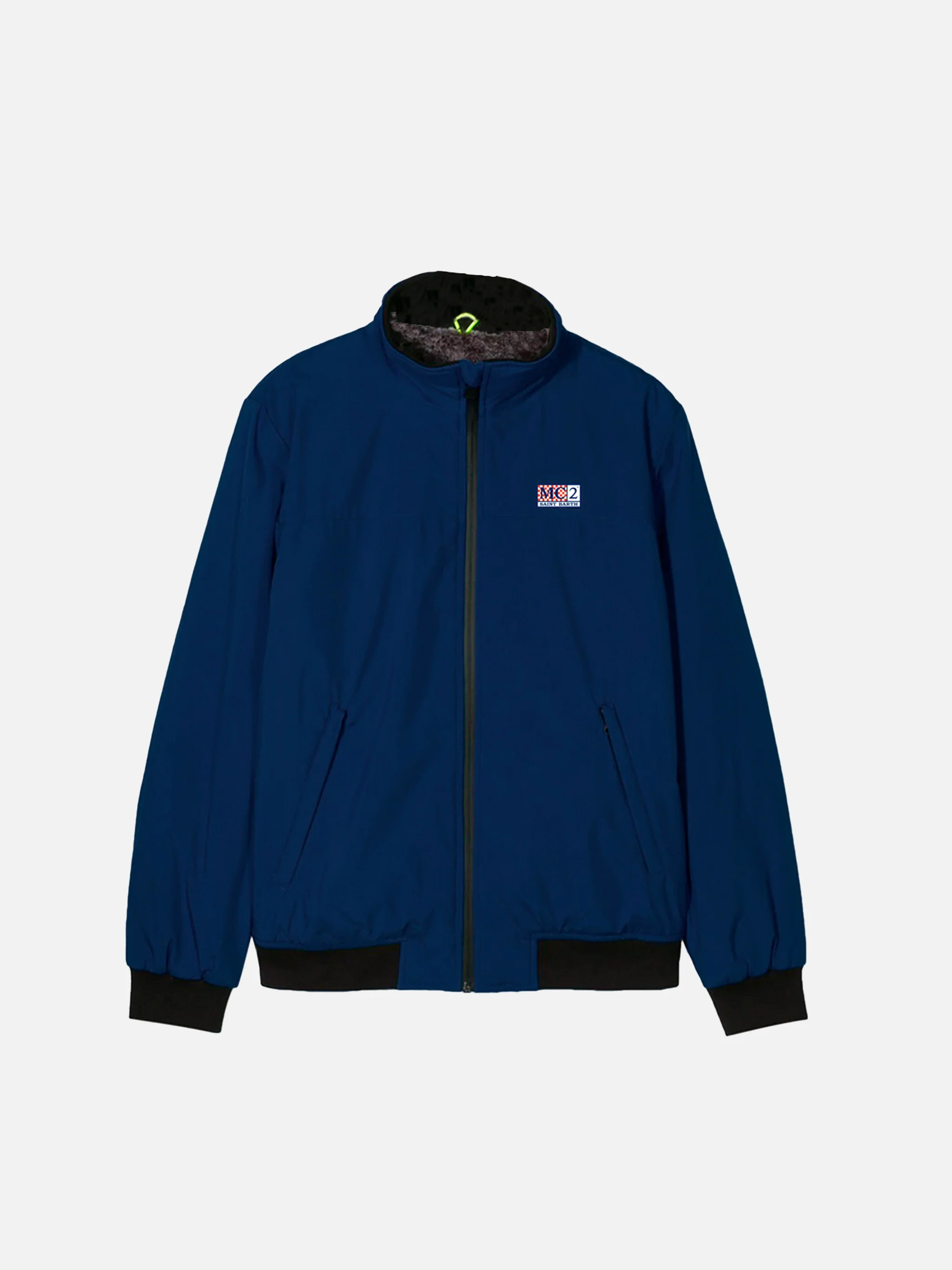 Chaqueta bomber azul para niños con forro de piel.