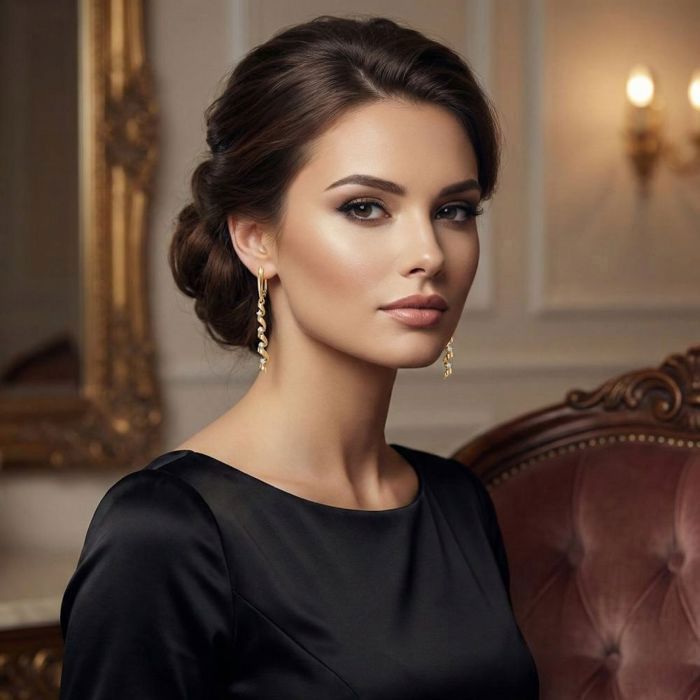 Boucles d’Oreilles - Pendantes - Femme - Torsadées - Zircons - Plaqué Or Jaune 750/1000 - 55 mm