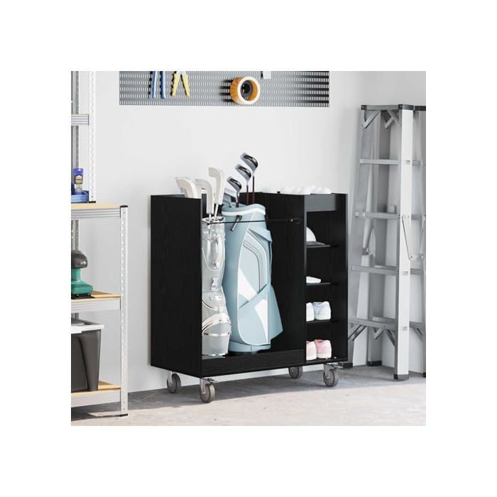 Taquilla de golf moderna - vidaXL - Roble negro - 90x45x98 cm - Amplio espacio de almacenamiento - 4 ruedas - Estructura metálica