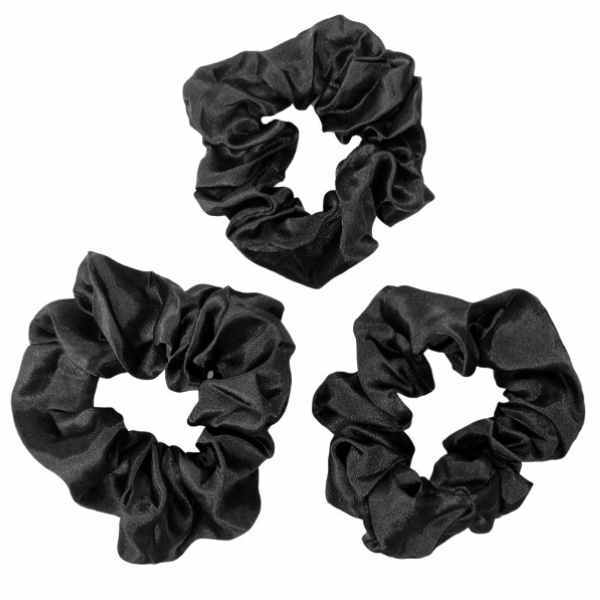 LUVYAH Cosmetics Elastice de somn din satin - Set de 3, negru