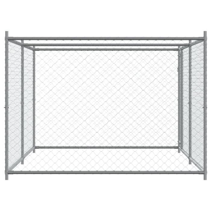 vidaXL Cage pour Chien avec Porte, Chenil pour Chien, Maison pour Chien, Niche de Jardin Patio Terrasse, Gris 4x2x1,5 m 3209578