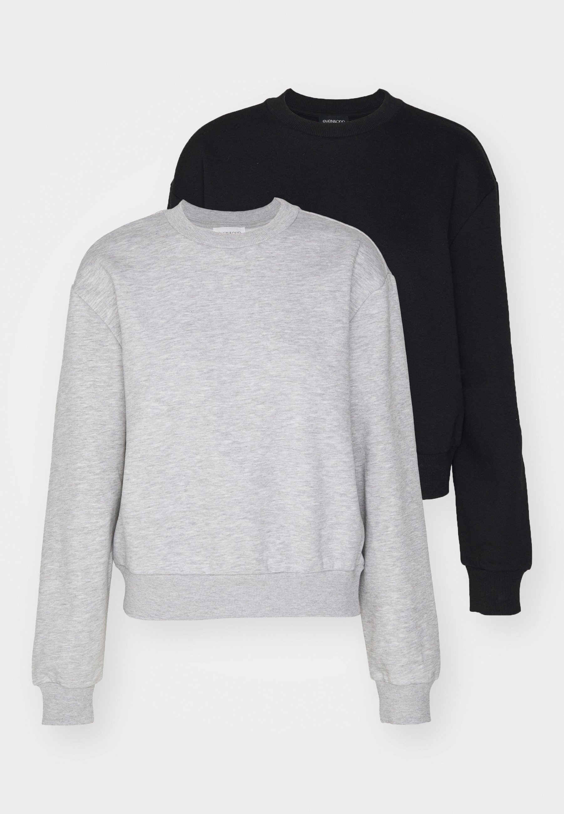Even&Odd 2-pack - Sweatshirt - zwart/gevlekt lichtgrijs