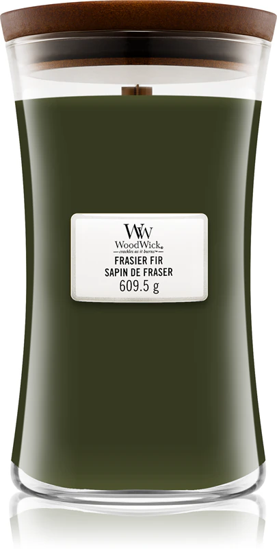 Vela perfumada Woodwick Frasier Fir com pavio de madeira