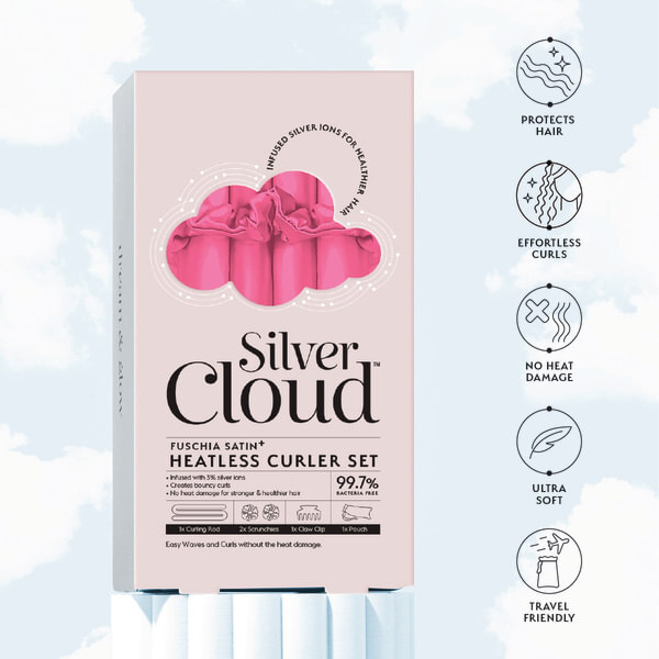 Виклeр за косу Silver Cloud Fuchsia без грејања и маска за спавање у боји фуксије