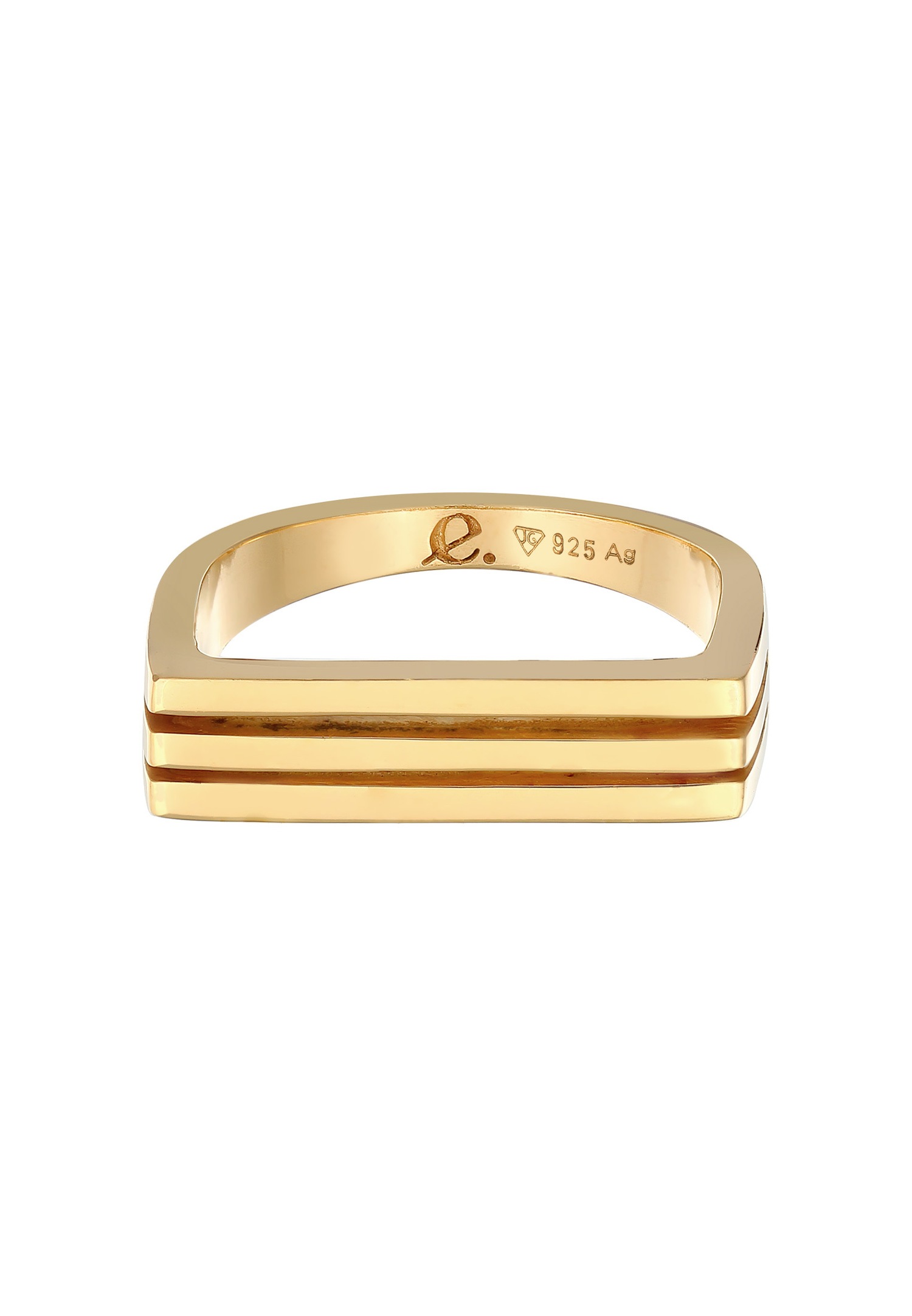 Elli PREMIUM Elli PREMIUM Bague Femmes sceau rectangle rainures en argent sterling 925 rhodié