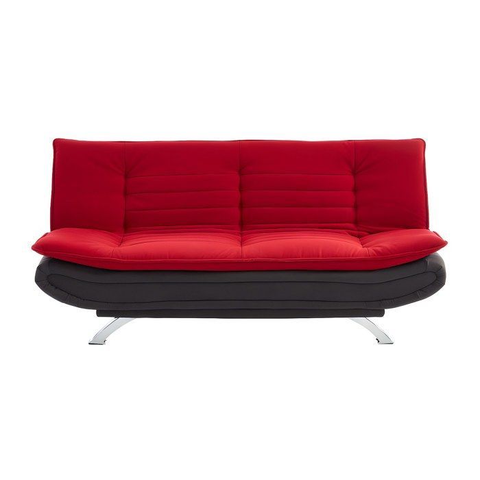 Divano letto click-clack DEMIDO III in tessuto - Bicolore rosso e antracite