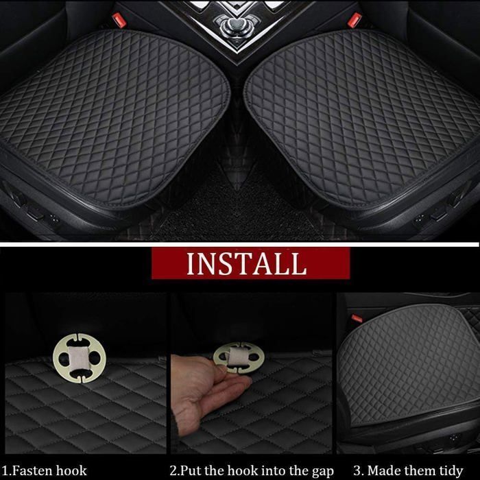 Funda para asiento de coche - PZCC - Universal - Piel sintética - Paquete de 2 - Negra