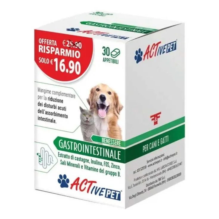 F&F Active Pet Gastrointestinal 30 comprimidos para cães e gatos