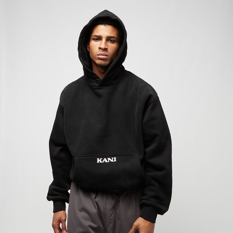 Kleine retro hoodie met one-size-case model