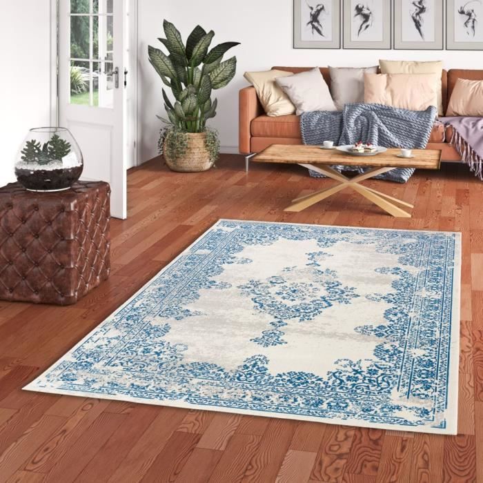 Vloerkleed - PERGAMON - Pop Vintage - 120x170 cm - Crèmeblauw - Hedendaags design