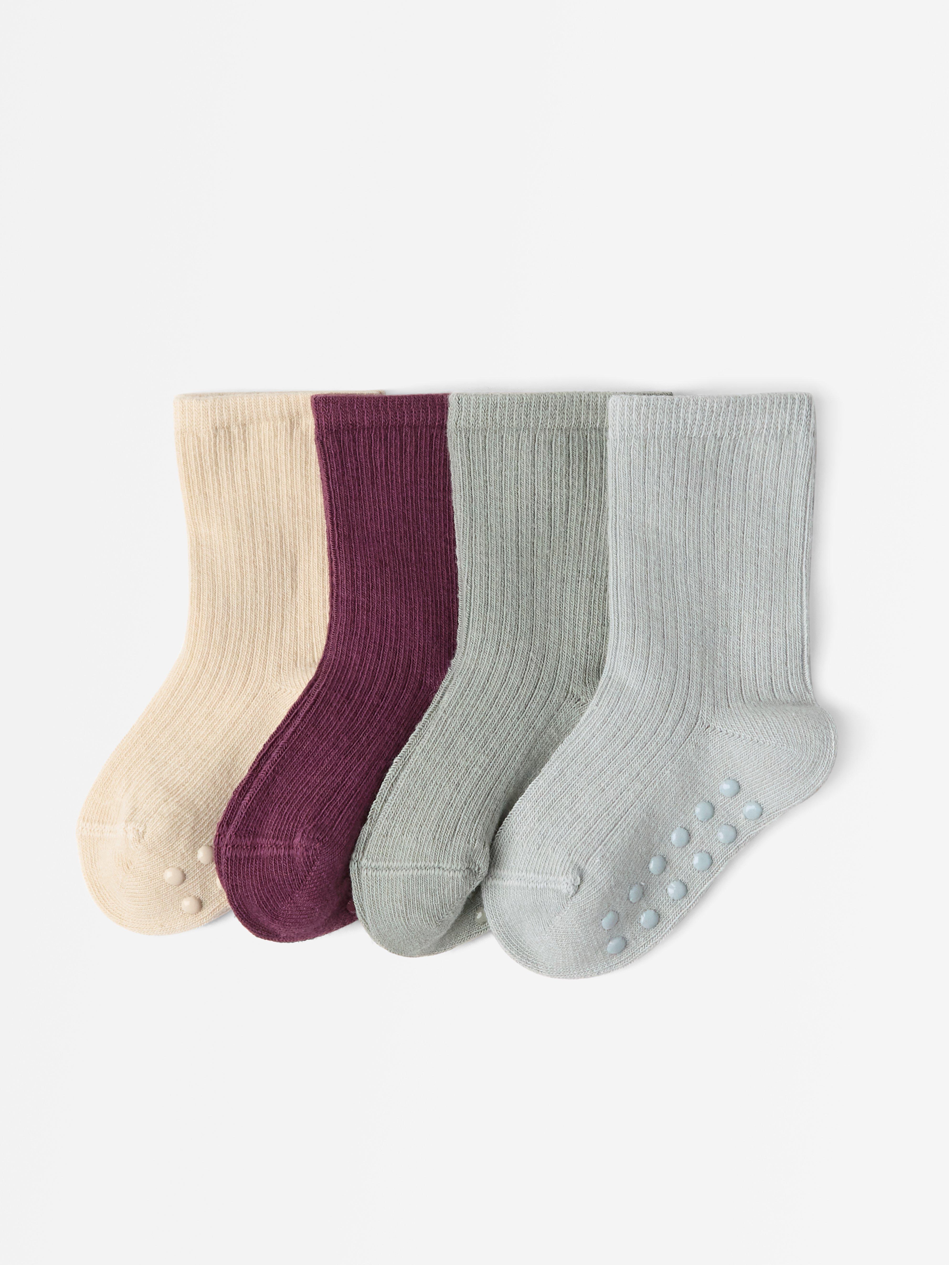Lot de 4 paires de chaussettes côtelées, couleur lilas foncé.