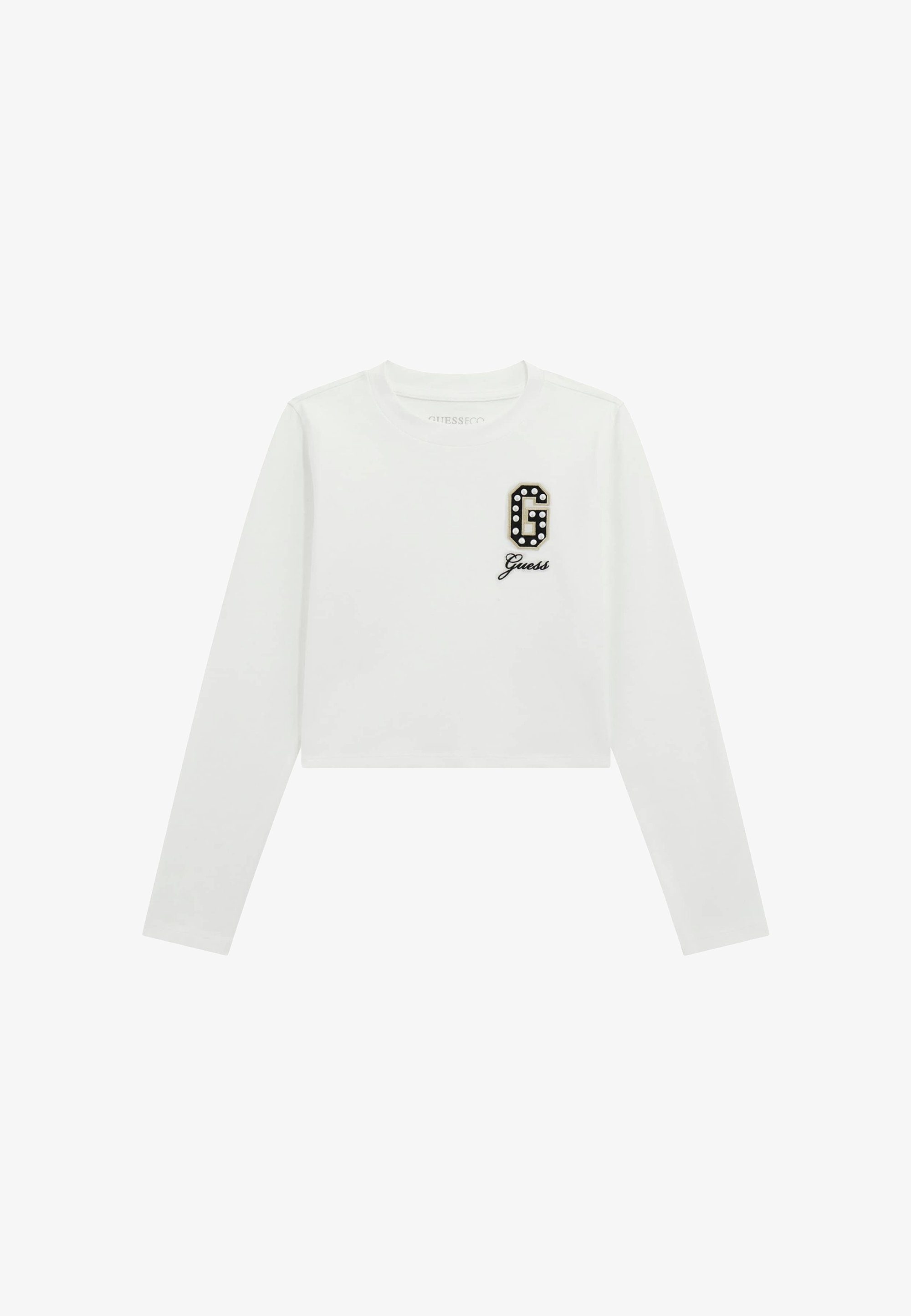 Guess MIT LOGOSTICKEREI - Top met lange mouwen - weiß