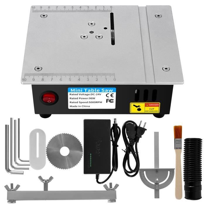 Mini sega da tavolo - Fai da te - Strumento per il taglio di circuiti stampati - Lama da 63 mm - Potenza 96 W - 7 velocità - Tornio per legno - 5000 giri/min - DC 24 V 10 A
