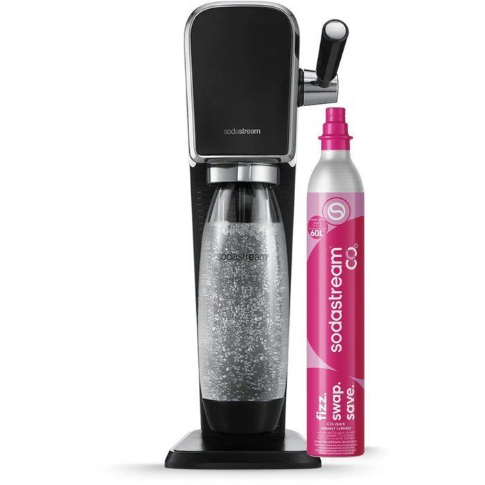 Machine à soda et eau pétillante - SODASTREAM - ART - 1 bouteille compatible lave-vaiselle - 1 recharge de gaz 60 L - Noir