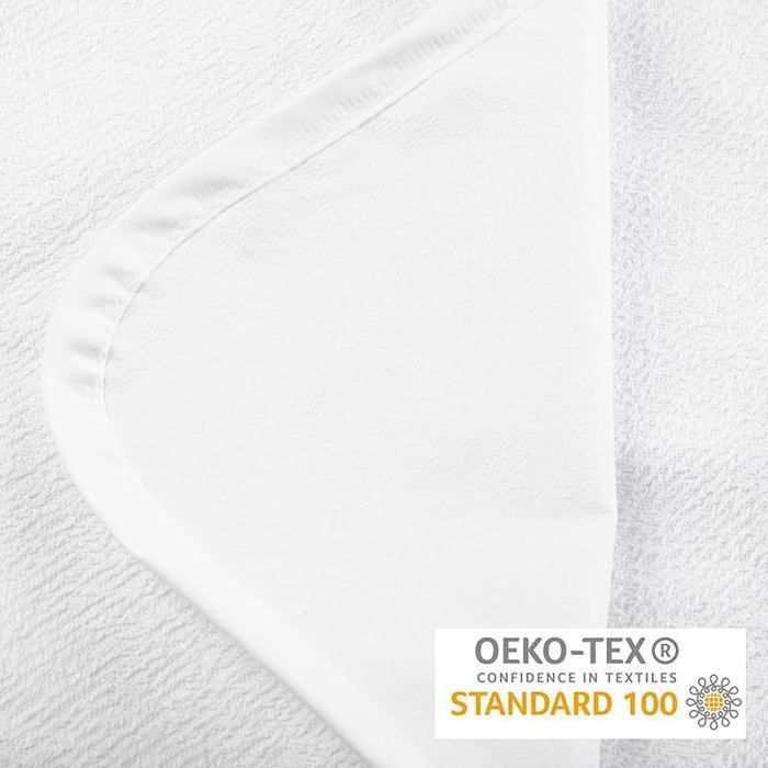 2 protetores de colchão impermeáveis 100x200 cm com certificação Oeko-TEX.