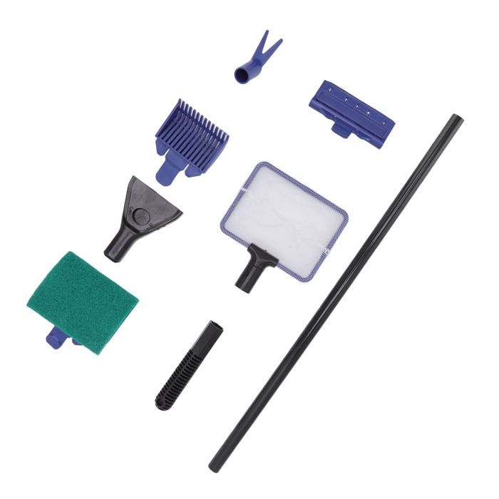 Outil de nettoyage d'aquarium Kit de nettoyage d'aquarium multifonctionnel 5 en 1 avec poteau de support et poignée