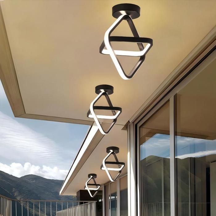 Lámpara de techo LED moderna WOTTES - Diseño geométrico, negra - para sala de estar, baño - Blanco cálido - 1 unidad Ø25*26CM