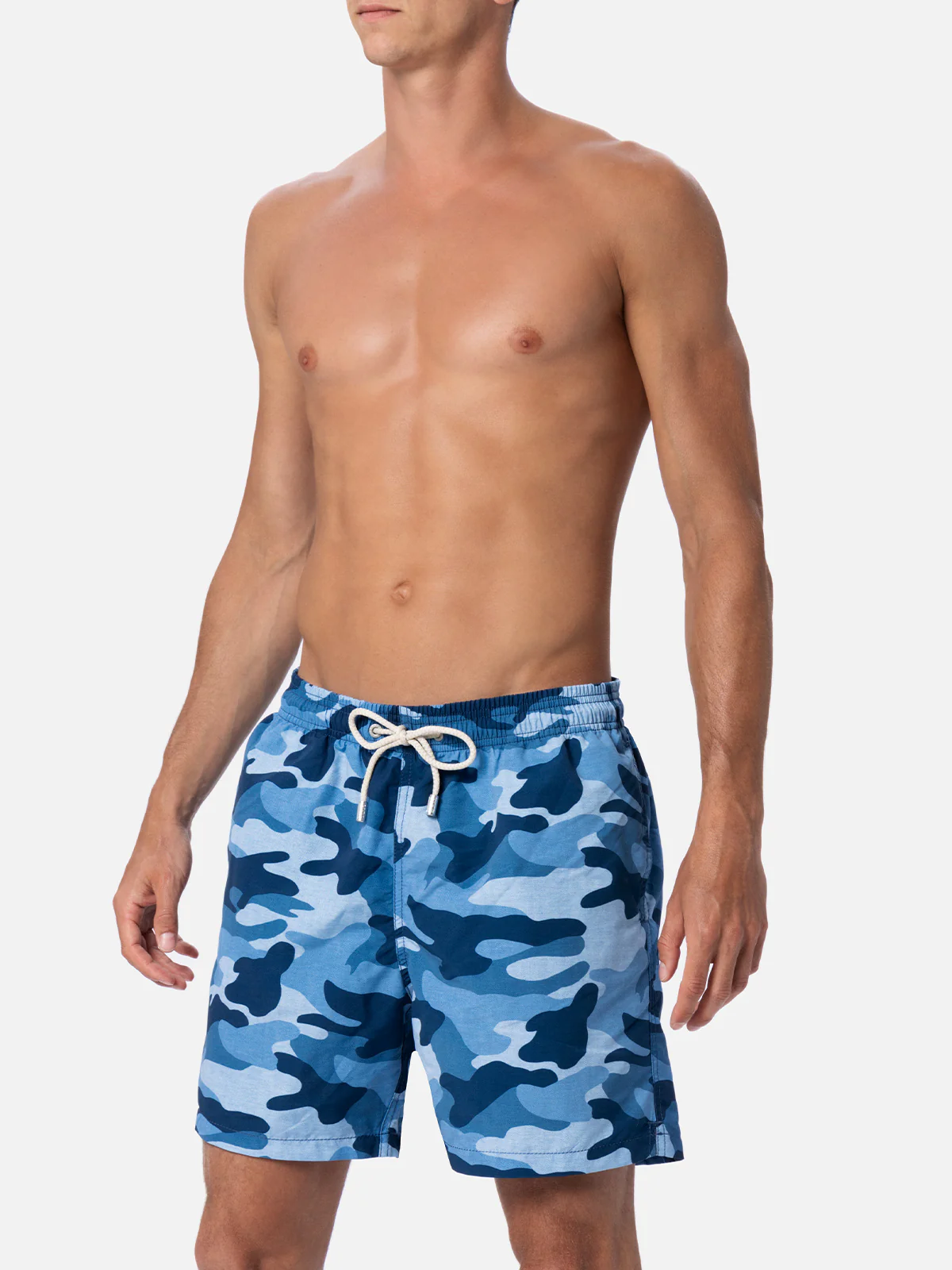 Gustavia Camouflage Mid-Length Swim Shorts | Peach Touch Effect Fabric | Elasticated Waistband with Drawstring | MC2 Saint Barth