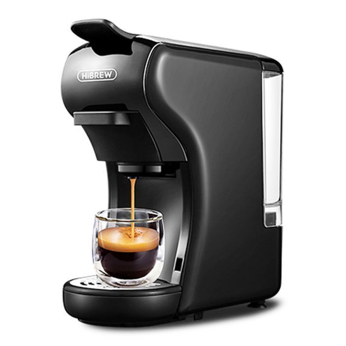 HiBREW H1A 1450W Espressomaskin - 19 bar extraktion - 4-i-1 kaffebryggare med flera kapslar och varm/kall