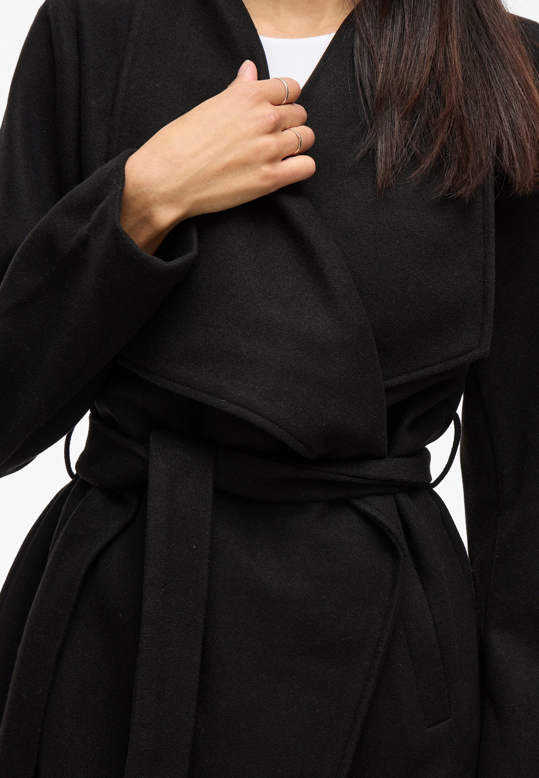 VILA VICOOLEY COLLAR BELT - Manteau court - noir