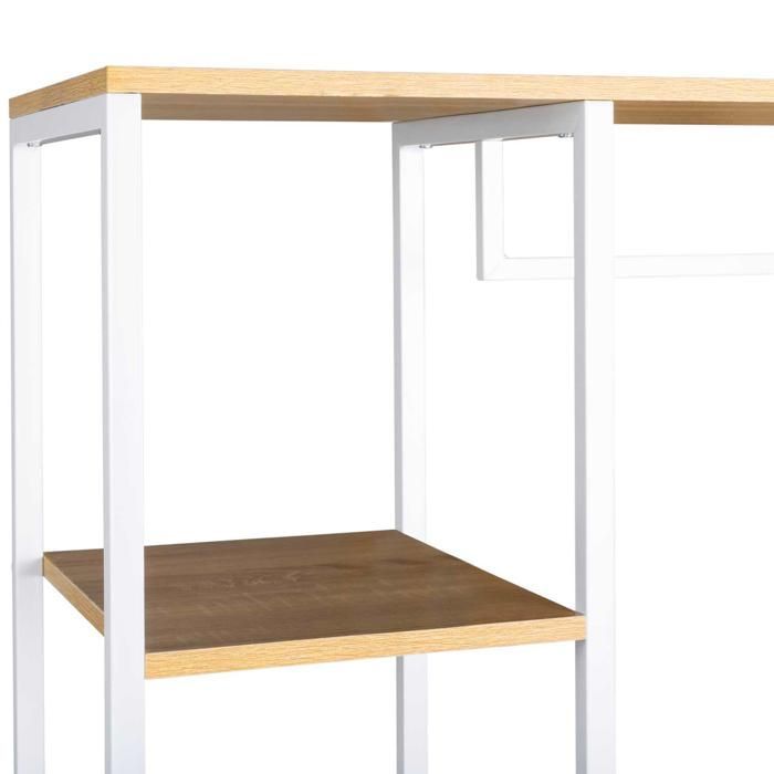 IDMARKET Dressing penderie étagères L. 90 cm DETROIT design industriel bois et métal blanc