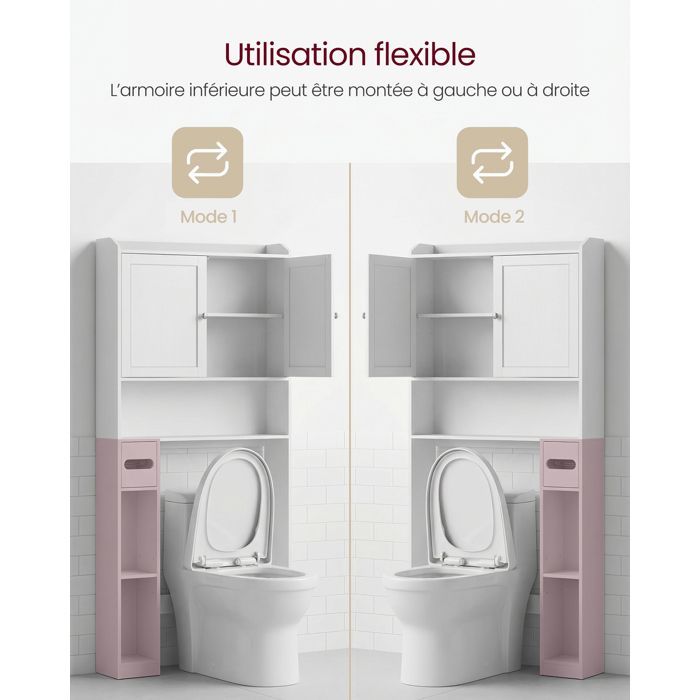 Bathroom cabinet with adjustable shelves, space-saving, modern, for laundry room, white