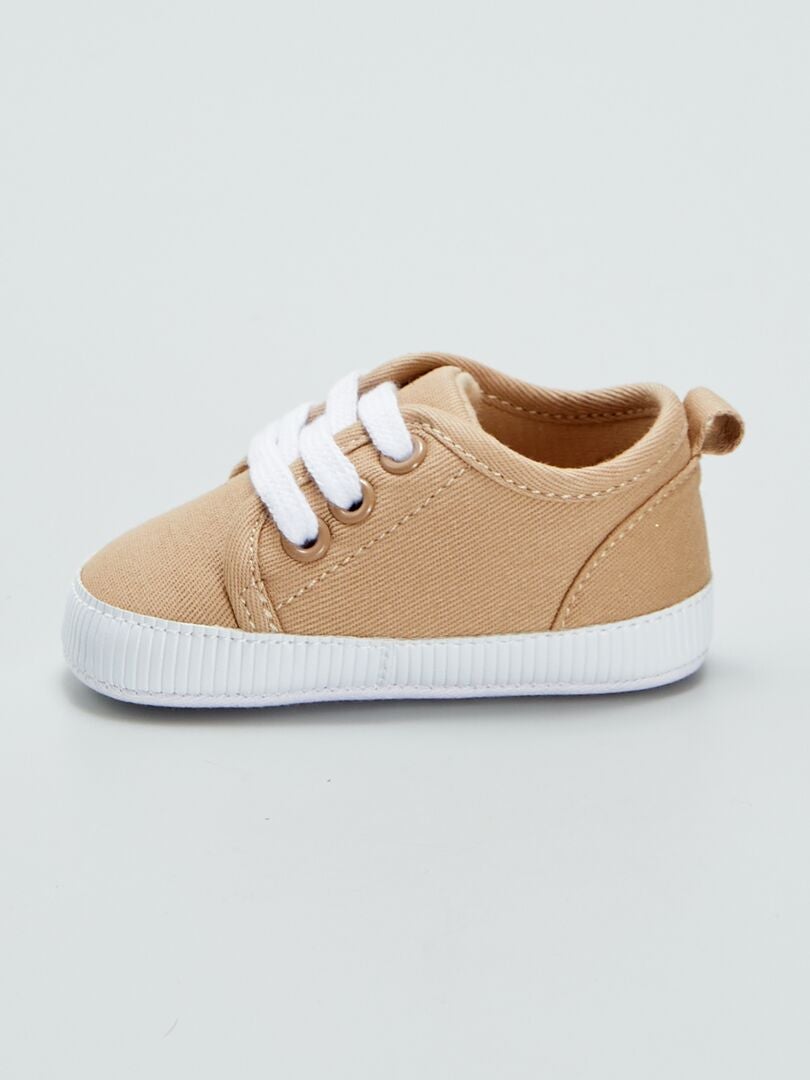 Lage katoenen sneakers - BEIGE