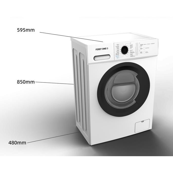 Lave-linge frontal FIRST ONE FLL81400WH - 8 Kg - 1400 tr/mn - 16 programmes - Eco - Intensif -  Rapide – Très Faible conso - A-20%