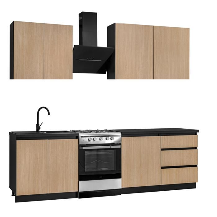 Cuisine complète - DECONATION - Roma - Beige - 6 meubles - Système de fermeture amortie
