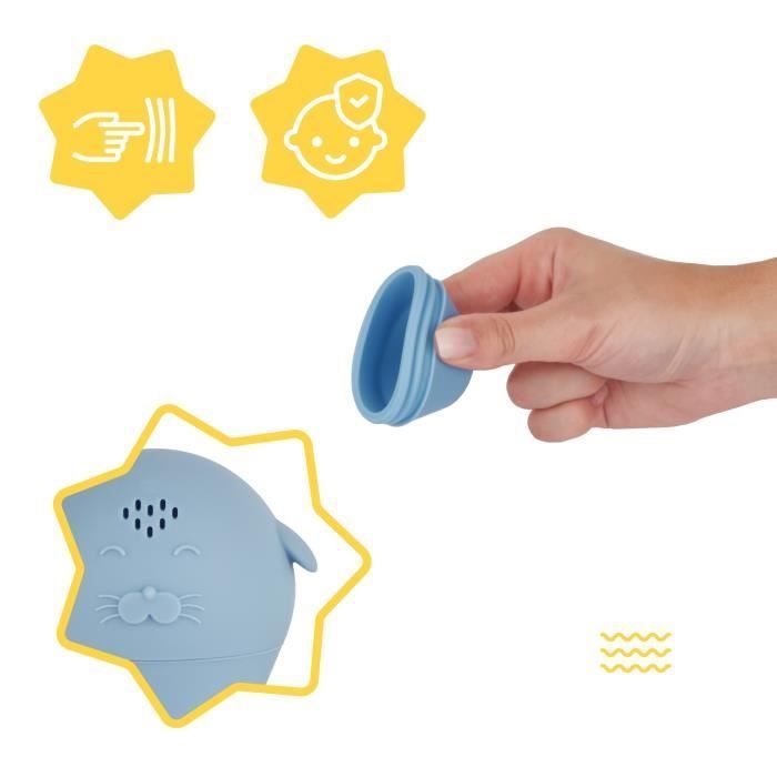 Badabulle Set of 4 Bath Sprinklers - Soft Silicone Bath Toys - Open for Washing