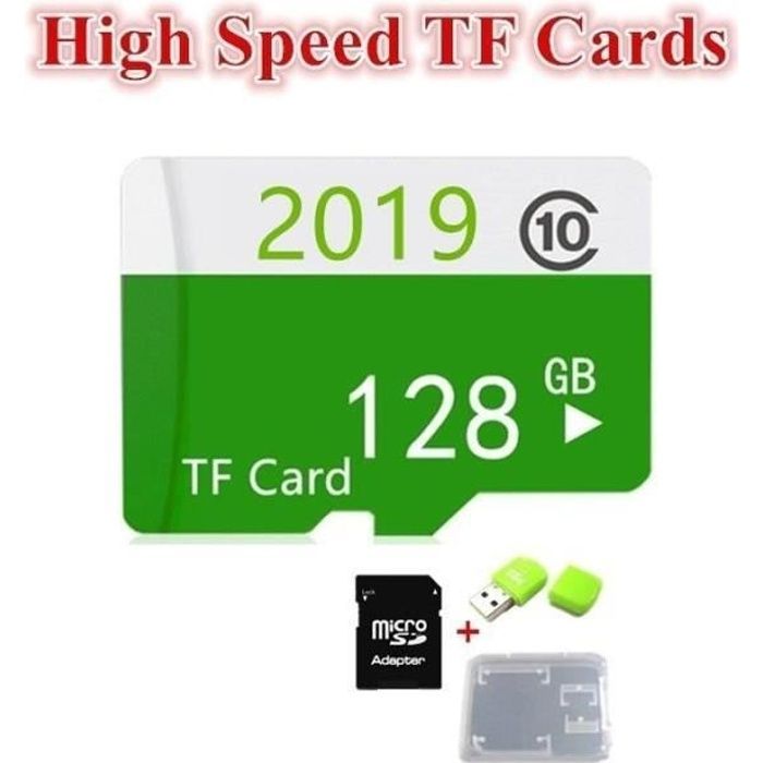 GAAK microSD-geheugenkaart - 128 GB - Klasse 10 - Hoge snelheid - Adapter meegeleverd