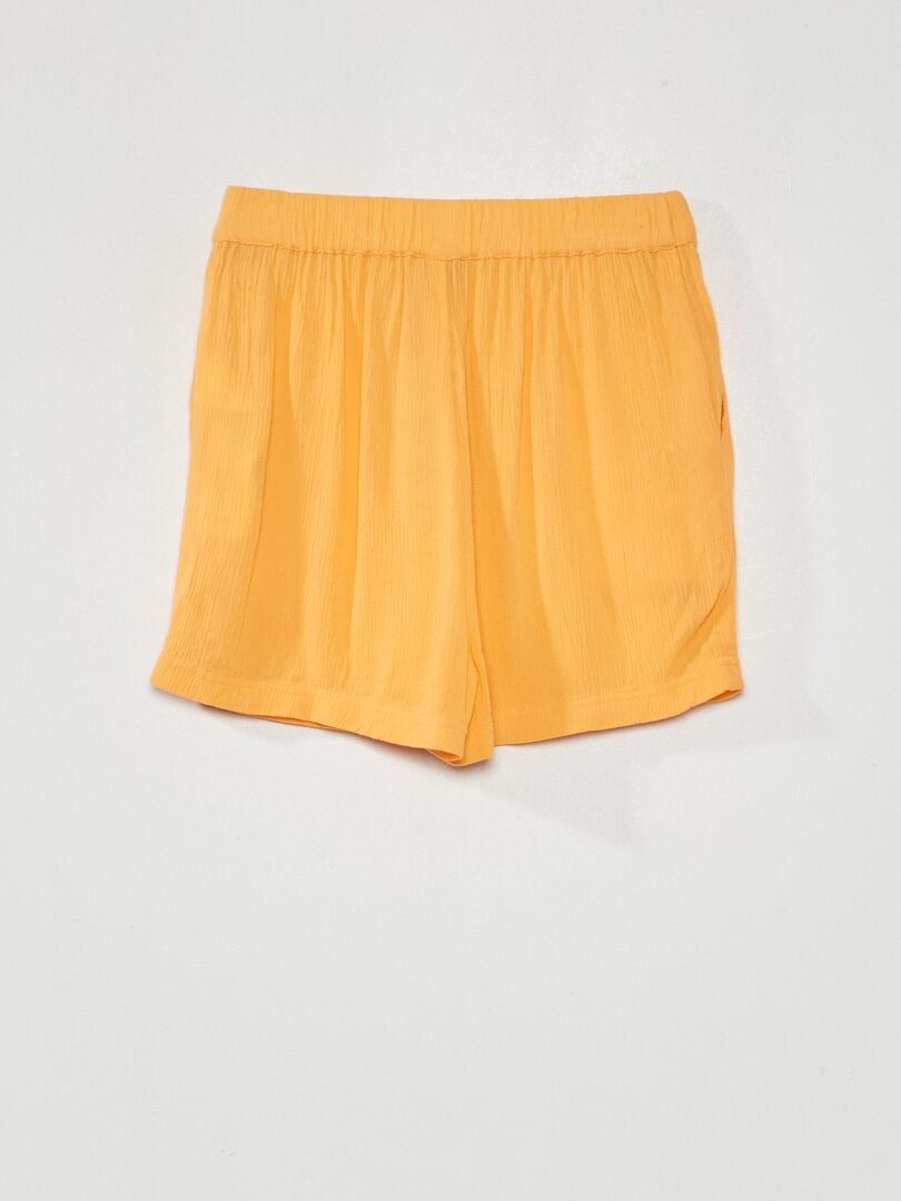 Zachte, effen shorts - abrikoosoranje