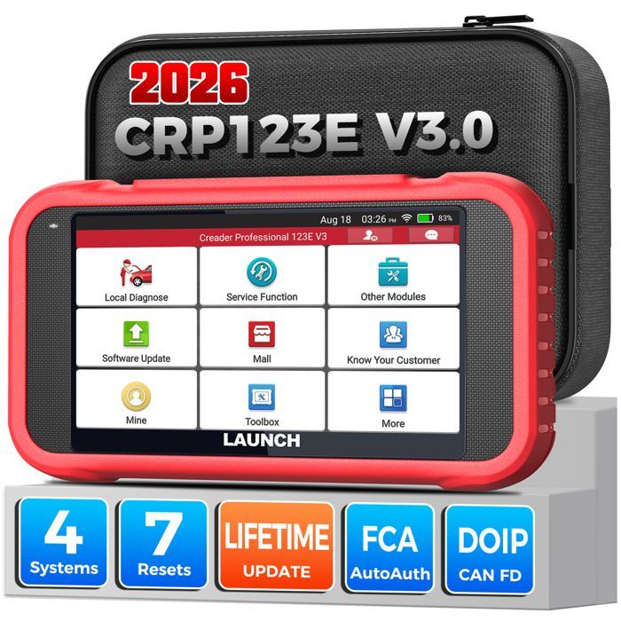 2026 LAUNCH CRP123E V3.0 Valise Diagnostic Auto Pour 4 Système(Moteur ABS SRS AT) 7 Réinitialisations Service obd2 Diagnostic